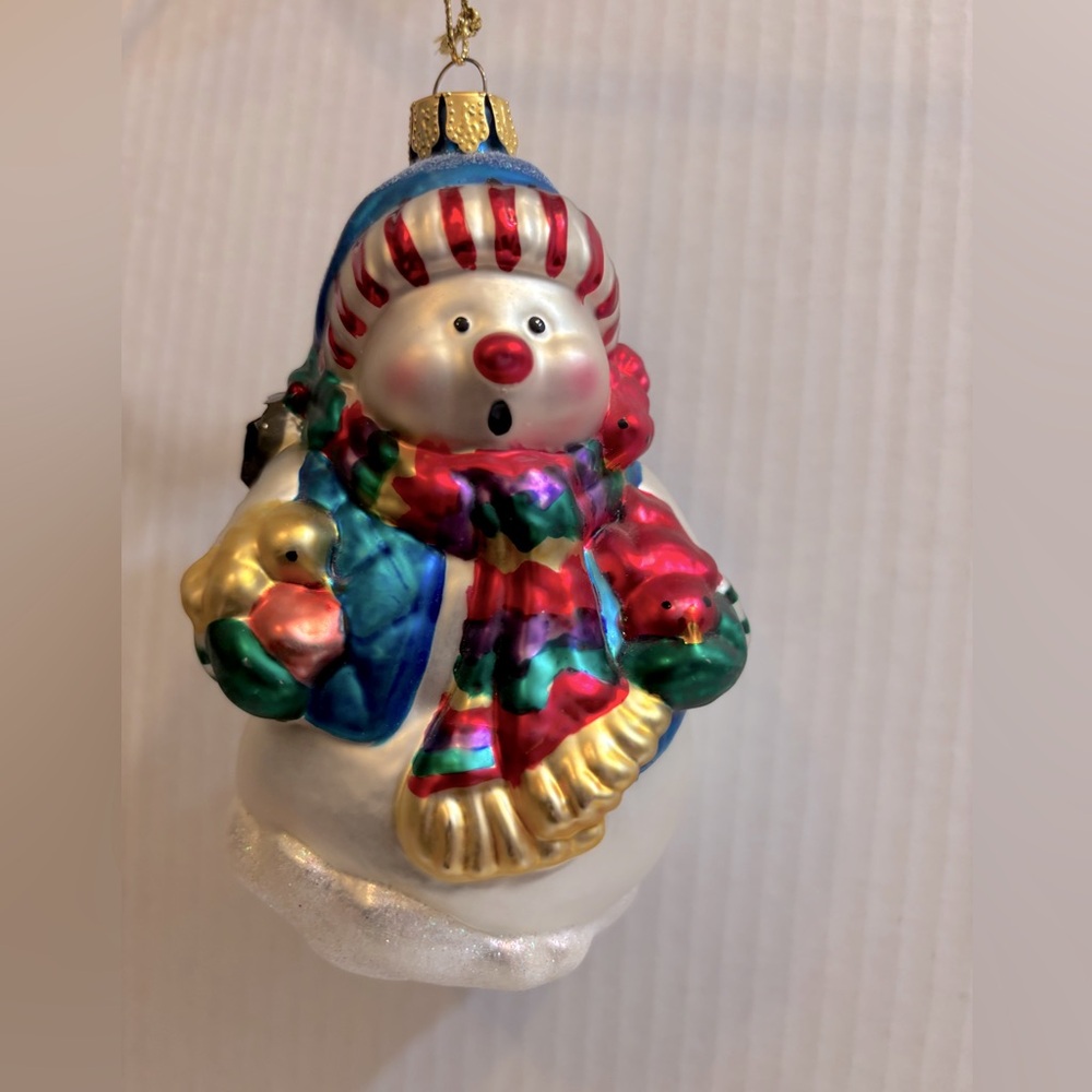 Vintage ‘Classic Teddy Bear Snowman’ Handcrafted Glass Ornaments